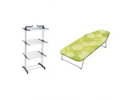 AmazonBasics Séchoir Tour dintérieur avec Ailes Pliantes & Vileda â Petite Planche à Repasser Carino â à Poser sur Une Table â Idéale pour Un Repassage Rapide