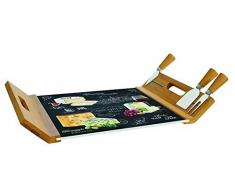 Easy Life 890WOCH Coffret Plateau Fromage, Verre, Noir, 28 cm