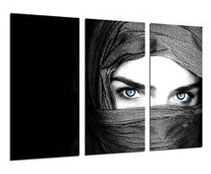 Tableau Moderne Photographique, Impression sur bois, Yeux bleus Femme, 97 x 62 cm, ref. 26388