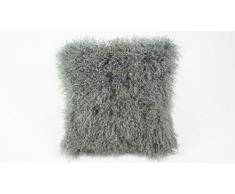 bokke Tibet Coussin en Peau dagneau Naturel Gris Souris 40 x 40 cm