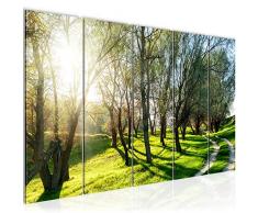 Tableau decoration murale Paysage de la forêt 200 x 80 cm - XXL Impression sur Toile Salon Appartment 5 Parties - prêt à accrocher - 004455a
