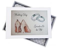 White Cotton Cards Jour aprÃ¨s Jour, Petit-Fils et sa Femme Mini Album Photo, Chaussures et bagues de Mariage Tableau, Design, Blanc, 12.5Â x 17.5Â x 2.5Â cm