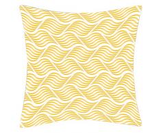 Douceur de France Coussin Imprimé Vague à lÃme Jaune, Polyester, Jaune, 40x40x15 cm