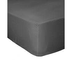 Home Passion Drap Housse 2 Personnes 140x200 cm Bonnet de 30 cm, 100% Coton 57 Fils Gris FoncÃ©