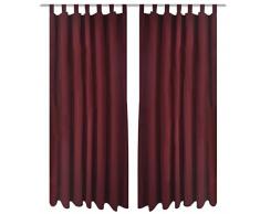 vidaXL 130364 Lot de 2 Rideaux en Micro-Satin occultant 140 x 245 cm (Rouge)