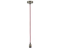 Paulmann 50323 Suspensions E27, 2m cÃ¢ble tissÃ©, rouge douille et Baldaquin bruni