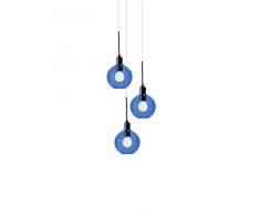 SP Light and Design Diva Suspension triple Structure Chrome, Verre Bleu Lampe à suspension 4 W