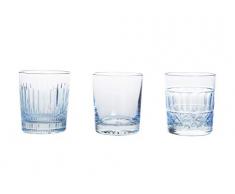 Crystaljulia 14694 Lot de 3 verres Ã whisky en cristal Bleu clair