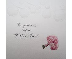 White Cotton Cards Carte de fÃ©licitations sur Votre Carte de Mariage Ã lÃ©tranger Bouquet et lanternes, Blanc