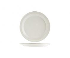 Home Rayures Plat Rond, 20 cm, Céramique, Ivoire