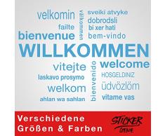 Graz Design Sticker Mural repositionnable avec Inscription en Allemand Herzlich WiLLKOMMEN Bleu Clair 50 cm x 35 cm
