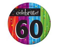 8-count rond papier Assiettes Ã dessert, cÃ©lÃ©brer 60, Milestone fÃªtes