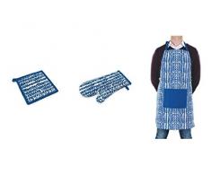 Villa DEste Home Tivoli 2195097 Masai Blue Set Gant manique Tablier, Coton, Bleu, NO