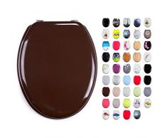 MSV 140302 Abattant WC MDF Marron Chocolat, INOX, 45 x 40 x 7 cm