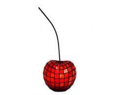World Art TWAY58200 Cerise Abat Jour Lampe de Table de Nuit Style Tiffany, Verre, E14, Multicolore