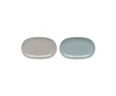 Denby Monsoon Collectez Lot de 2Â Petits Plats, Mixtes, Lot de 2, Porcelaine, Gris/Vert, 28.5 x 18 x 2.5 cm