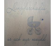 White Cotton Cards llongyfarchiadau Un Eich (Wyn Newydd Fait Main Carte Gallois pour Poussette, Bleu