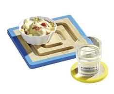 Esmeyer Trivet - Le Dessous de Plat « Trivet » en Bambou et Bords en silicones, protège la Table des éraflures inesthétiques, avec Bords colorés