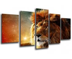 Tableau Moderne Photographique, Impression sur bois, Roi Léon, Savane, Animaux, 165 x 62 cm, ref. 26319