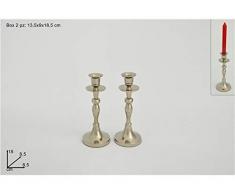 Due Esse s.r.l. Deux Elles Chandelier Bougeoir, mÃ©tal Argent, 18Â cm, 2Â piÃ¨ces