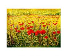 Legendarte - Tableau, Peinture à lhuile - Horizon De Coquelicots - cm. 60x90