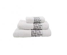 ForenTex Jeux de Serviettes (Ref vsc-500g) Usage Multifonction pour Baignoire, Douche, lavabo, Plage, 100% Coton, Blanc Tojo Gris, 30Â X 50, 50Â X 90,100Â X 147Â