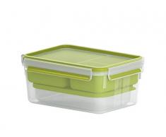 Emsa N1071600 Clip & Go Boîte à Lunch Box Plastique Transparent/Vert 226 x 166 x 100 mm