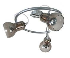 Tosel 85039 Plafonnier â Vianne, Tôle Acier, Peinture époxy, Verre soufflé, E14, 100 W, Fumée