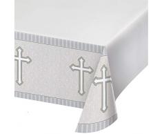 Creative Converting Plastique Banquet Housse de Table, Argent Passion pour la Croix