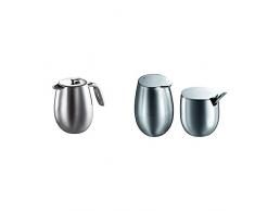Bodum 1312-16 Columbia CafetiÃ¨re Ã Piston Double Paroi 12 Tasses 1,5 L Inox Brillant + Set sucrier et CrÃ©mier en Inox