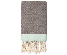 Moorish Idol - Fouta Losange- 100cm x 200cm- Gris Moyen/Aqua