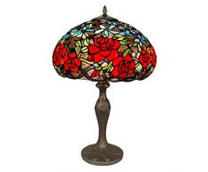World Art TWGF16414 Lampe de Table Floral, Verre, E27, 60 W, Multicolore