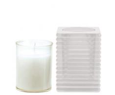Spaas Photophore carrÃ© en Verre avec Recharge, Cire de Paraffine, Tasse en Plastique, Blanc, L 72 mm x H 98 mm