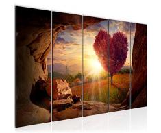 Tableau decoration murale campagne 200 x 80 cm XXL Impression sur Toile Salon Appartment Marron 5 Parties - prÃªt Ã accrocher 607655c