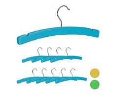 Relaxdays 10026613_1038 Bois, 10 Cintre, Crochet 360, VÃªtements bÃ©bÃ© Enfant, Bleu, mÃ©tal, 11 x 30 x 1cm