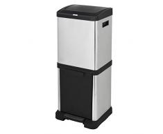 Poubelle verticale à pédale tri sélectif 34L 2 compartiments (16+18L) OSLO acier Inox