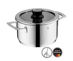 WMF VarioCuisine Marmite haute 20 cm, couvercle en verre Silence, avec thermomètre, marmite à viande 3,3 l, en acier inoxydable Cromargan poli, casserole à induction, sans revêtement, bord en silicone