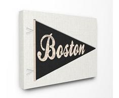 Le Stupell Home Decor Collection Boston Fanion Noir DÃ©coration Murale tendue, Toile, Multicolore, 76.2Â x 193.55Â x 101.6Â cm