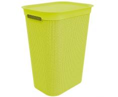 Rotho Brisen Panier à Linge en Plastique avec Couvercle Anthracite 50 l, Polypropylène, Citron Vert, 50l (43,1 x 34,0 x 52,9 cm)