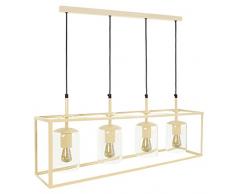 Tosel 21077 Lustre 4 LumiÃ¨res, Acier/, E27, 40 W, Marron, 72 x 90 cm