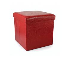 Galileo 2173298 Pouf Pliable MDF/PU, 38x38x38 cm, Crocodile, Rouge