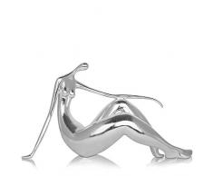 Arte Dal Mondo Sculpture figurative Moderne en résine décorée à la Feuille dargent Repos, 40 x 69 x 21 cm
