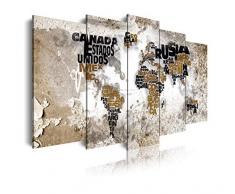 Dekoarte 448 - Tableau moderne sur toile montÃ© sur cadre en bois 5 piÃ¨ces, style carte du monde originale, 150x80cm