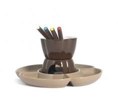 Home Chocolat Set à Fondue Chocolat pour 4 personnes, marron