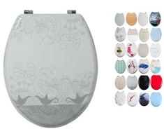 MSV 142194 Abattant WC Bois Aladdin, Gris, 42,5x36,5x3 cm