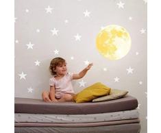 Walplus Glow en Lune Amovible Autocollant Maison Bureau DÃ©coration Mural Autocollants, Jaune 30 X 30 CM