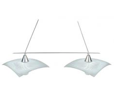 Tosel 20309 Lustre - Mae Barre tôle Acier, Peinture époxy, Verre thermomou, E27, 100 W, Gris Mat