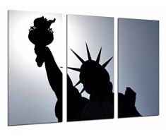 Tableau Moderne Photographique, Impression sur bois, New York City, Statue de la liberté, Silhouette de la flamme, 97 x 62 cm, ref. 27012