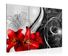 Tableau decoration murale Lys de Fleurs 120 x 80 cm - XXL Impression sur Toile Salon Appartment 3 Parties - prÃªt Ã accrocher - 208431c