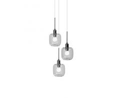 SP Light and Design Diva Suspension triple Structure Chrome, Verre Transparent Lampe à suspension 4 W
